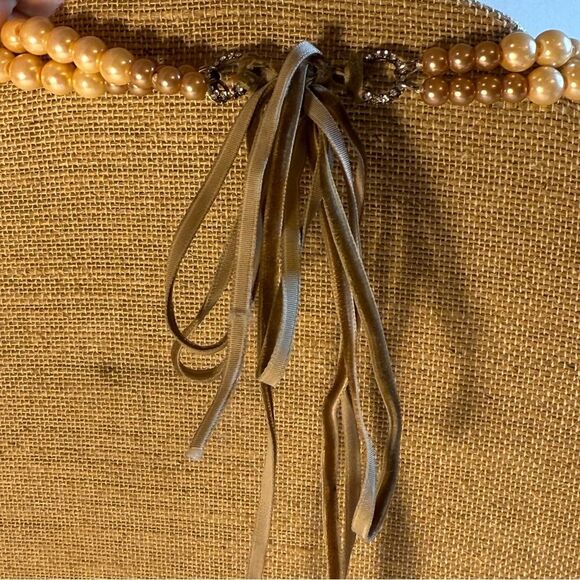 Gold Silver cream neutral double strand pearl Beaded Necklace adjustable - Picture 7 of 8
